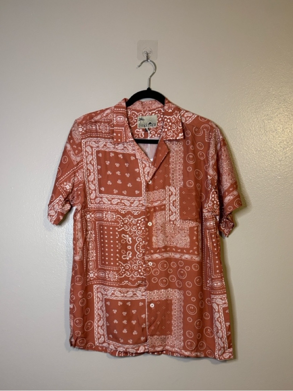 Bather Men’s Terracotta Bandana Camp Shirt Size M